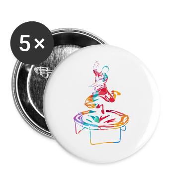 Hochfliegender Trampolin Akrobat - Buttons groß 56 mm (5er Pack) - Weiß - Vorne