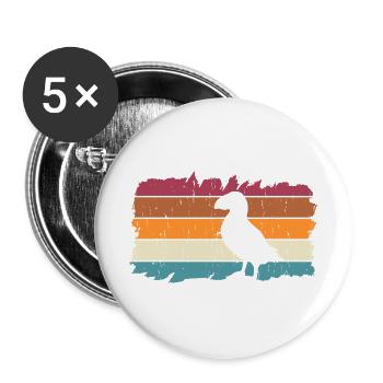Retro Papageitaucher Puffin Papageientaucher - Buttons groß 56 mm (5er Pack) - Weiß - Vorne