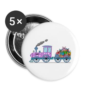 Children's train railway with trailer pink - Buttons large 2.2''/56 mm (5-pack) - white - Front