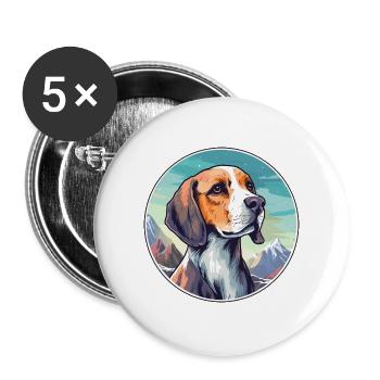 Kromfohrlander Hunderasse Cartoon Kawaii Aquarell - Buttons groß 56 mm (5er Pack) - Weiß - Vorne