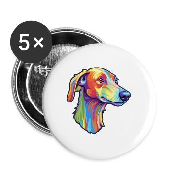 Lurcher Hunderasse Cartoon Kawaii Illustration - Buttons groß 56 mm (5er Pack) - Weiß - Vorne