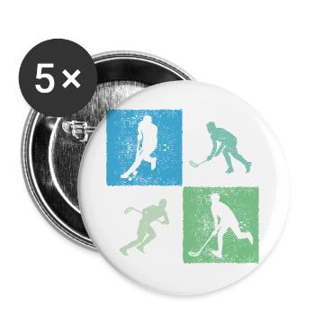 Floorball Unihockey Spiel Motiv Floorball Spieler - Buttons groß 56 mm (5er Pack) - Weiß - Vorne