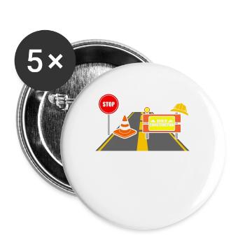 Baustelle - Buttons groß 56 mm (5er Pack) - Weiß - Vorne
