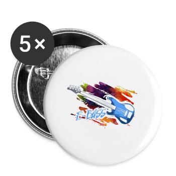 Wummernder E-Bass Rockkonzert - Buttons groß 56 mm (5er Pack) - Weiß - Vorne