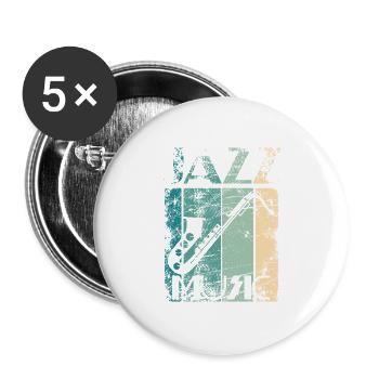 Jazz Vintage Saxophonist Geschenk - Buttons groß 56 mm (5er Pack) - Weiß - Vorne