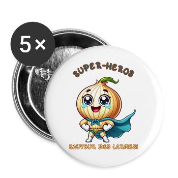 Superhero - Savior of Tears - Buttons large 2.2''/56 mm (5-pack) - white - Front
