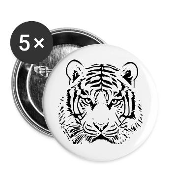 Tigerkopf Katze Tigers - Buttons groß 56 mm (5er Pack) - Weiß - Vorne
