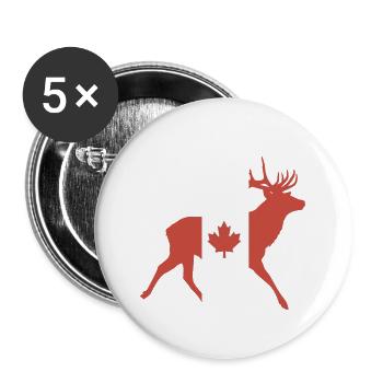 Deer with Canadian flag - Buttons large 2.2''/56 mm (5-pack) - white - Front