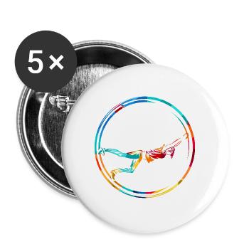 Mutige Rhönrad Turnerin Meisterschaft - Buttons groß 56 mm (5er Pack) - Weiß - Vorne