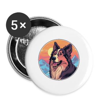 Karpaten Schäferhund Rasse Cartoon Kawaii Wasser - Buttons groß 56 mm (5er Pack) - Weiß - Vorne