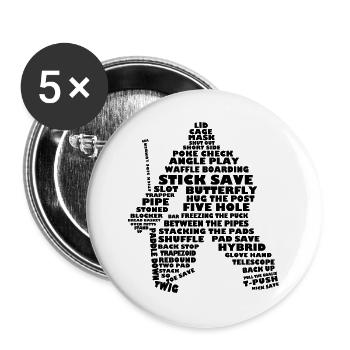 Hockey Goalie Word Art Typography - Buttons large 2.2''/56 mm (5-pack) - white - Front