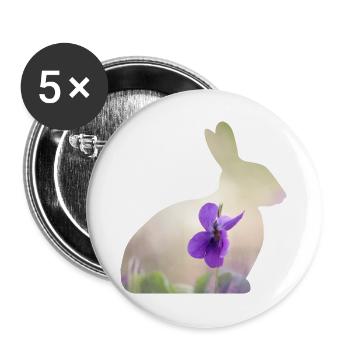 Hase Kaninchen - Buttons groß 56 mm (5er Pack) - Weiß - Vorne