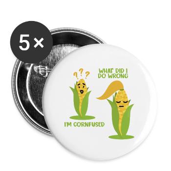 Zerknirschter Maiskolben Versöhnung - Buttons groß 56 mm (5er Pack) - Weiß - Vorne
