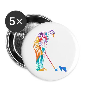 Flinker Minigolfspieler Turnierass - Buttons groß 56 mm (5er Pack) - Weiß - Vorne