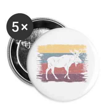 Elch - Buttons groß 56 mm (5er Pack) - Weiß - Vorne