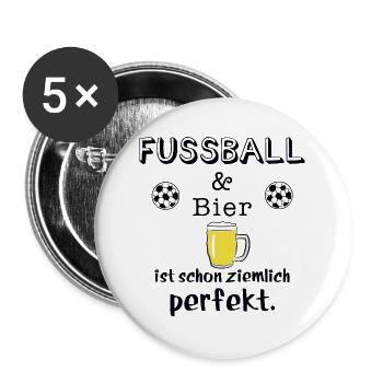 fussball und bier - Buttons groß 56 mm (5er Pack) - Weiß - Vorne