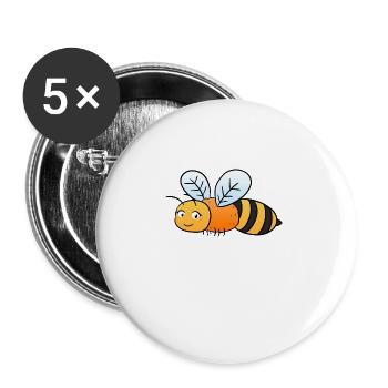 Bienchen Biene - Buttons groß 56 mm (5er Pack) - Weiß - Vorne