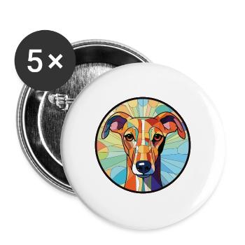 Galgo Español Hunderasse Aquarell Illustration - Buttons groß 56 mm (5er Pack) - Weiß - Vorne