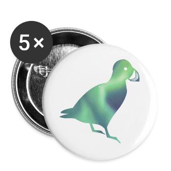 Island Papageitaucher Puffin Iceland Polarlicht - Buttons groß 56 mm (5er Pack) - Weiß - Vorne