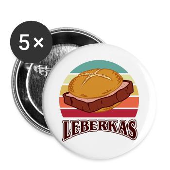 Retro - Leberkäsesemmel - Vintage - Leberkas - Buttons groß 56 mm (5er Pack) - Weiß - Vorne