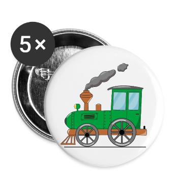 Children's train railway green - Buttons large 2.2''/56 mm (5-pack) - white - Front