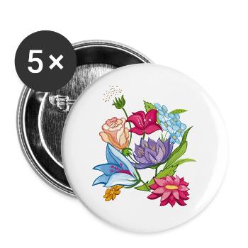 Spring Flowers - Buttons large 2.2''/56 mm (5-pack) - white - Front