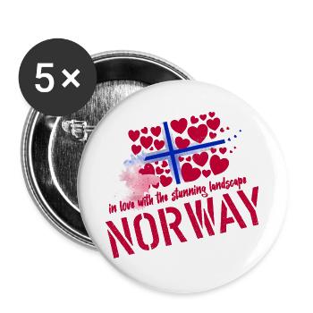 Norwegen Elch norge - Buttons groß 56 mm (5er Pack) - Weiß - Vorne