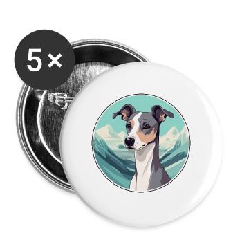 Englisch Whippet Hund Rasse Cartoon Kawaii Watercolo - Buttons groß 56 mm (5er Pack) - Weiß - Vorne