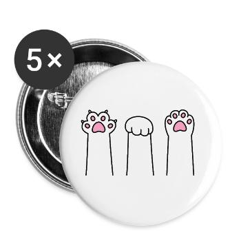 Ciseaux Pierre Papier Patte Patte Jeu Patte Cat Pattes - Lot de 5 grands badges (56 mm) - blanc - Devant