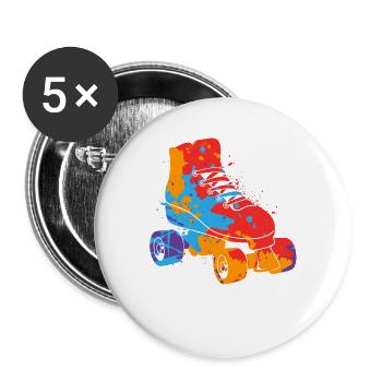 Rollschuhe Roller Skates Bunt Mädchen Rollschuh - Buttons groß 56 mm (5er Pack) - Weiß - Vorne