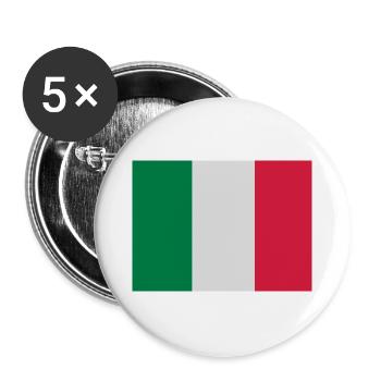 Italienische Flagge - Buttons groß 56 mm (5er Pack) - Weiß - Vorne