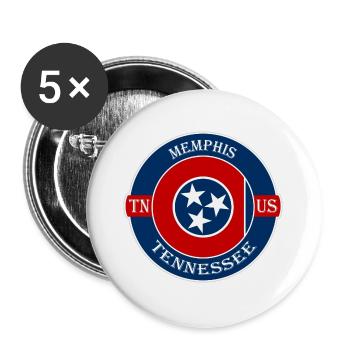 Memphis Tennessee Flagge USA Reise Souvenir Abzeichen - Buttons groß 56 mm (5er Pack) - Weiß - Vorne