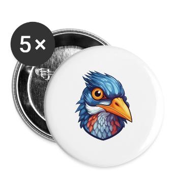 Kuckuck buntes Aquarell Cartoon Kawaii Tier - Buttons groß 56 mm (5er Pack) - Weiß - Vorne