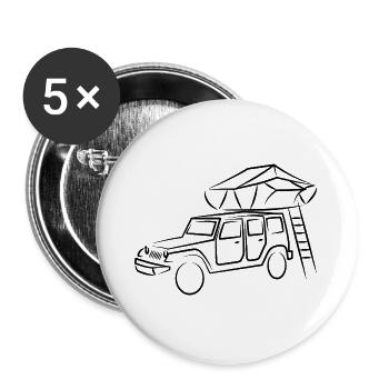Jeep mit Dachzelt, Dachzeltnomaden - Buttons groß 56 mm (5er Pack) - Weiß - Vorne