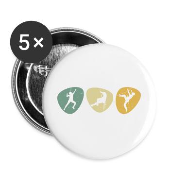 Klettern Kletterer Kletterhalle Boulder Bouldern - Buttons groß 56 mm (5er Pack) - Weiß - Vorne