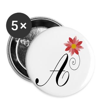 A. ALPHABET. LIEBE - Buttons groß 56 mm (5er Pack) - Weiß - Vorne