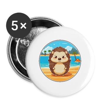 Igel Aquarell Karikatur Kawaii Clipart Tier - Buttons groß 56 mm (5er Pack) - Weiß - Vorne