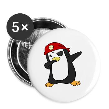 Pirat Pinguin Piraten - Buttons groß 56 mm (5er Pack) - Weiß - Vorne
