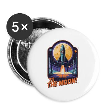 To The Moon - Buttons large 2.2''/56 mm (5-pack) - white - Front