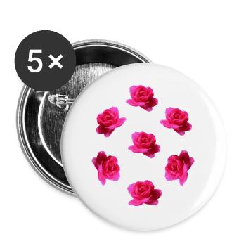 pink roses - Buttons groß 56 mm (5er Pack) - Weiß - Vorne