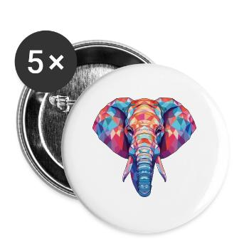 Bunte Aquarell-Tierillustration des Elefanten - Buttons groß 56 mm (5er Pack) - Weiß - Vorne