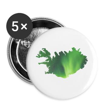 Island Landkarte Iceland Polarlicht Aurora - Buttons groß 56 mm (5er Pack) - Weiß - Vorne