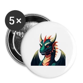 Dragon Dessin animé Personnage Animal de compagnie coloré - Lot de 5 grands badges (56 mm) - blanc - Devant