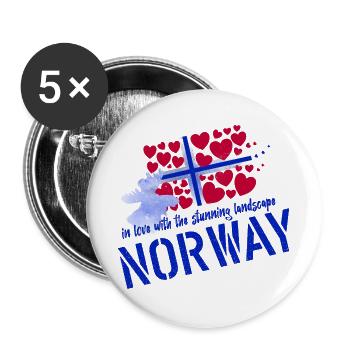 Norwegen Elche norge Norway - Buttons groß 56 mm (5er Pack) - Weiß - Vorne