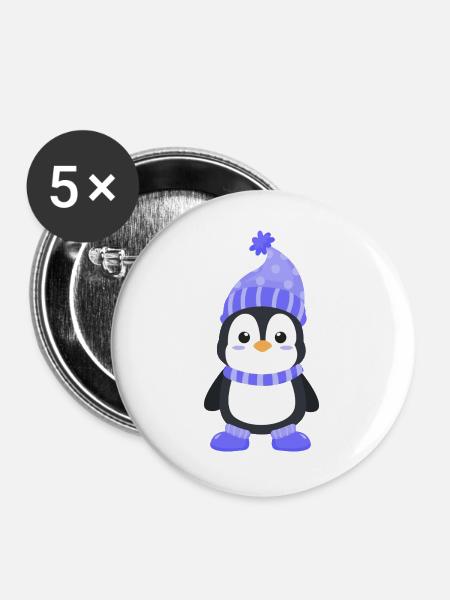 pinguin antarktis - Buttons groß 56 mm (5er Pack) - Weiß