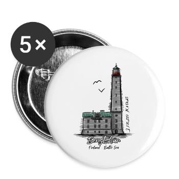 BENGTSKÄR LEUCHTTURM Marine Textilien und Geschenke - Buttons groß 56 mm (5er Pack) - Weiß - Vorne