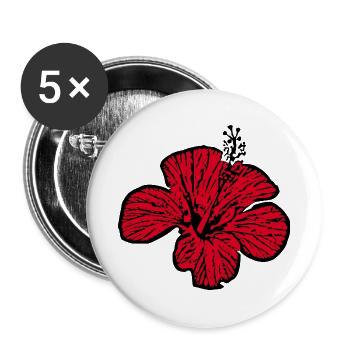 Blume rot rote Blumen rot rote Blumen Hibiskus - Buttons groß 56 mm (5er Pack) - Weiß - Vorne