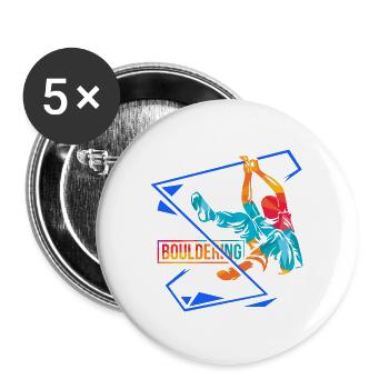 Waghalsiger Boulderer Kletterhalle - Buttons groß 56 mm (5er Pack) - Weiß - Vorne