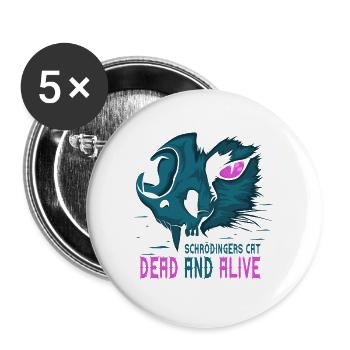 Schrödingers Katze Dead Or Alive Halloween Cat - Buttons groß 56 mm (5er Pack) - Weiß - Vorne