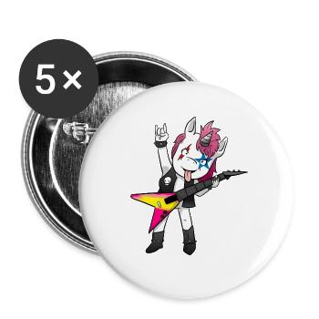 Heavy Metal Unicorn - Buttons groß 56 mm (5er Pack) - Weiß - Vorne